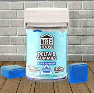 Tre House High-Potency Delta 8 THC Gummies 2000mg Blue Raspberry